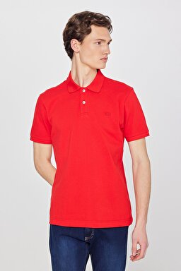 Regular Fit Normal Kesim %100 Pamuk Polo Yaka Mercan Tişört - Coral-L211810512 (görsel 2)