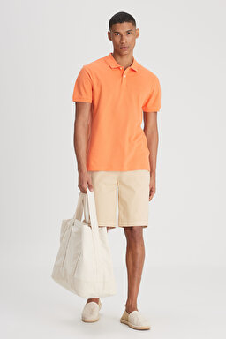 Regular Fit Normal Kesim %100 Pamuk Polo Yaka Turuncu Tişört - Orange-L211810700 (görsel 3)