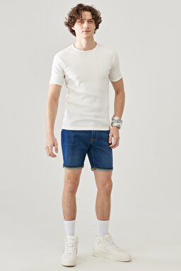 Regular Fit Normal Kesim Sıfır Yaka %100 Pamuk Basic Tişört - White-L211816100 (görsel 2)
