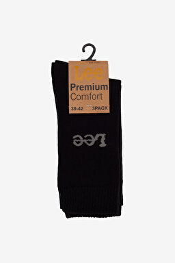 Unisex 3'lü Paket Siyah Çorap - Black-L211846001