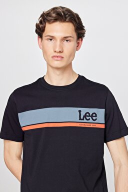 Regular Fit Normal Kesim Sıfır Yaka %100 Pamuk Logolu Tişört - Black-L211918001 (görsel 4)