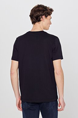 Regular Fit Normal Kesim Sıfır Yaka %100 Pamuk Logolu Tişört - Black-L211918001 (görsel 5)