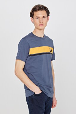 Regular Fit Normal Kesim Sıfır Yaka %100 Pamuk Logolu Tişört - Anthracite-L211918003
