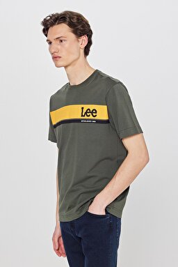 Regular Fit Normal Kesim %100 Pamuk Bisiklet Yaka Haki Tişört - Khaki-L211918801 (görsel 2)