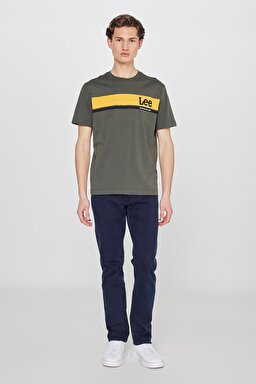 Regular Fit Normal Kesim %100 Pamuk Bisiklet Yaka Haki Tişört - Khaki-L211918801 (görsel 3)