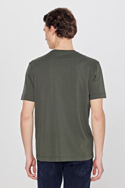 Regular Fit Normal Kesim %100 Pamuk Bisiklet Yaka Haki Tişört - Khaki-L211918801 (görsel 5)