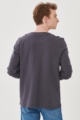 Regular Fit Normal Kesim %100 Pamuk Sıfır Yaka Sweatshirt - Anthracite-L212014003 (görsel 5)