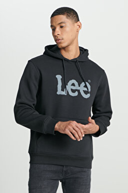 Regular Fit Normal Kesim %100 Pamuk Kapüşonlu Sweatshirt - Black-L212021001