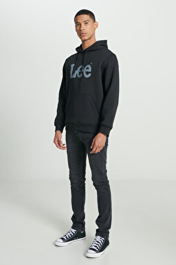 Regular Fit Normal Kesim %100 Pamuk Kapüşonlu Sweatshirt - Black-L212021001 (görsel 4)