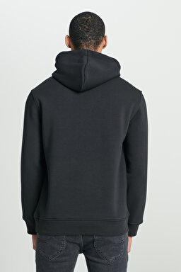 Regular Fit Normal Kesim %100 Pamuk Kapüşonlu Sweatshirt - Black-L212021001 (görsel 6)