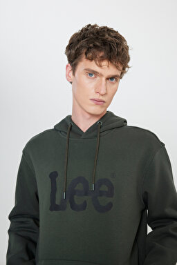 Regular Fit Normal Kesim %100 Pamuk Kapüşonlu Sweatshirt - Olive-L212021308 (görsel 4)