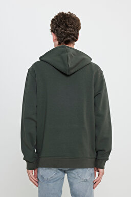 Regular Fit Normal Kesim %100 Pamuk Kapüşonlu Sweatshirt - Olive-L212021308 (görsel 5)