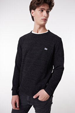 Regular Fit Normal Kesim Sıfır Yaka Triko - Anthracite-L212149003