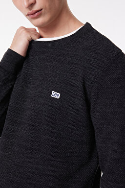 Regular Fit Normal Kesim Sıfır Yaka Triko - Anthracite-L212149003 (görsel 3)