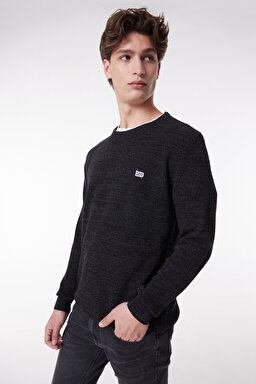Regular Fit Normal Kesim Sıfır Yaka Triko - Anthracite-L212149003 (görsel 4)