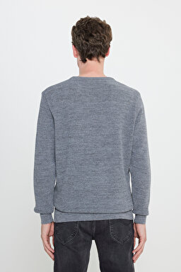 Regular Fit Normal Kesim Sıfır Yaka Triko - Gray-L212149035 (görsel 5)