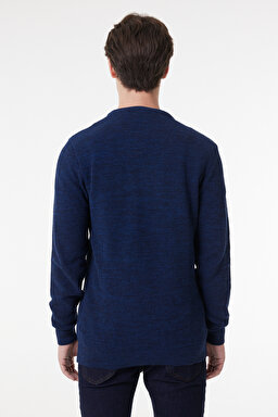 Regular Fit Rahat Kesim Bisiklet Yaka Triko - Indigo-L212149315 (görsel 7)