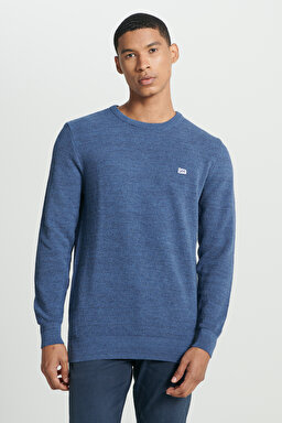Regular Fit Normal Kesim Sıfır Yaka Triko - Blue-L212149400 (görsel 2)