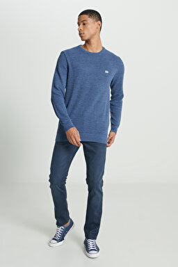 Regular Fit Normal Kesim Sıfır Yaka Triko - Blue-L212149400 (görsel 3)