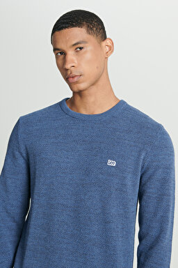 Regular Fit Normal Kesim Sıfır Yaka Triko - Blue-L212149400 (görsel 4)