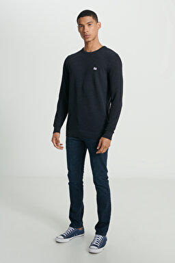 Regular Fit Normal Kesim Sıfır Yaka Triko - Navy-L212149410 (görsel 3)
