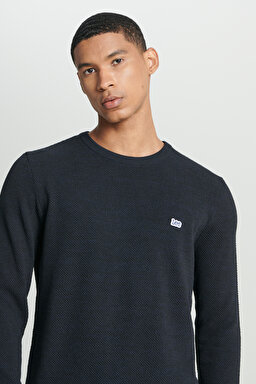Regular Fit Normal Kesim Sıfır Yaka Triko - Navy-L212149410 (görsel 4)
