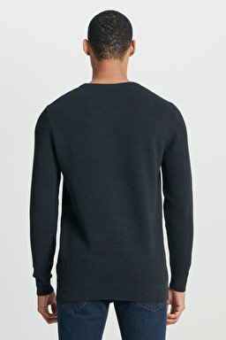 Regular Fit Normal Kesim Sıfır Yaka Triko - Navy-L212149410 (görsel 5)