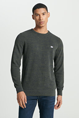 Regular Fit Normal Kesim Sıfır Yaka Triko - Khaki-L212149801 (görsel 2)