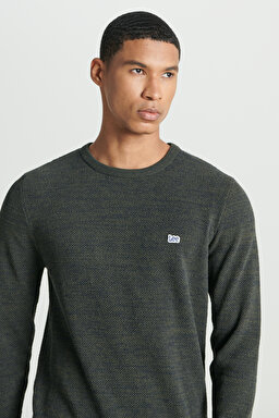 Regular Fit Normal Kesim Sıfır Yaka Triko - Khaki-L212149801 (görsel 4)