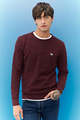 Regular Fit Normal Kesim Sıfır Yaka Triko - Wine-L212149810