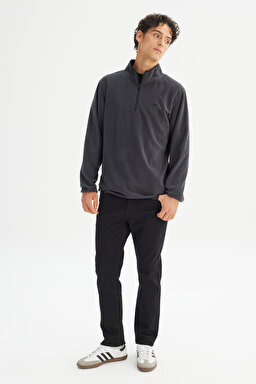 Regular Fit Normal Kesim Fermuarlı Dik Yaka Polar - Anthracita-L212208003 (görsel 2)