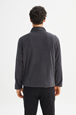 Regular Fit Normal Kesim Fermuarlı Dik Yaka Polar - Anthracita-L212208003 (görsel 5)