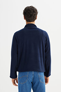 Regular Fit Normal Kesim Dik Yaka Yarım Fermuarlı Lacivert Polar - Navy-L212208410 (görsel 5)