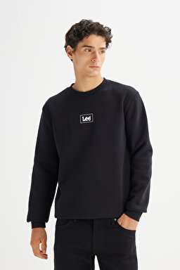 Regular Fit Normal Kesim Bisiklet Yaka İçi Polarlı Siyah Sweatshirt - Black-L212299001