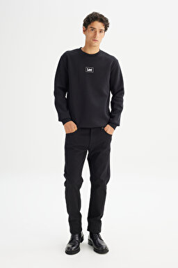 Regular Fit Normal Kesim Bisiklet Yaka İçi Polarlı Siyah Sweatshirt - Black-L212299001 (görsel 2)