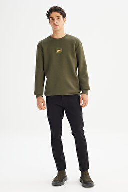 Regular Fit Normal Kesim Sıfır Yaka Sweatshirt - Khaki-L212299801 (görsel 2)