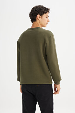 Regular Fit Normal Kesim Sıfır Yaka Sweatshirt - Khaki-L212299801 (görsel 5)