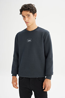 Regular Fit Normal Kesim Bisiklet Yaka İçi Polarlı Antrasit Sweatshirt - Washed Black-L212299XVD (görsel 3)