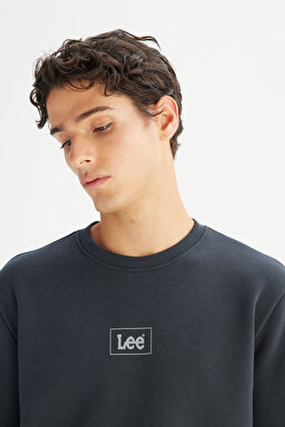 Regular Fit Normal Kesim Bisiklet Yaka İçi Polarlı Antrasit Sweatshirt - Washed Black-L212299XVD (görsel 4)