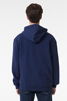 Regular Fit Normal Kesim Kapüşonlu Sweatshirt - Navy-L212301410 (görsel 5)