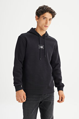 Regular Fit Normal Kesim Kapüşonlu Sweatshirt - Black-L212302001 (görsel 3)