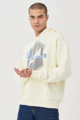 Regular Fit Normal Kesim Kapüşonlu Sweatshirt - Off White-L212304102 (görsel 3)