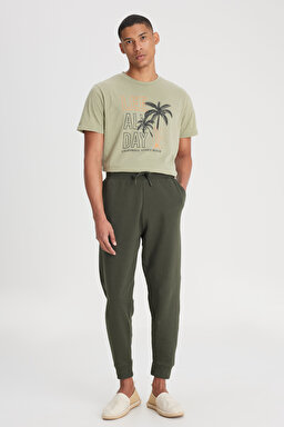 Slim Fit Dar Kesim Normal Bel Haki Sweatpant Eşofman Altı - Khaki-L212306801 (görsel 2)