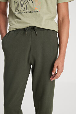 Slim Fit Dar Kesim Normal Bel Haki Sweatpant Eşofman Altı - Khaki-L212306801 (görsel 3)