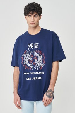 Loose Fit Normal Kesim Bisiklet Yaka %100 Pamuk Lacivert Tişört - Navy-L221391410