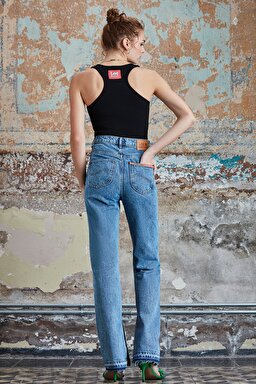 STBA Kadın Siyah Kolsuz Atlet Tişört - Black-L221464001 (görsel 3)