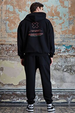 STBA Siyah "Manifest" Oversize Unisex Hoodie Sweatshirt - Black-L221467001 (görsel 3)