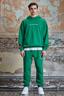 STBA Yeşil "Manifest" Oversize Unisex Hoodie Sweatshirt - Green-L221467300 (görsel 2)