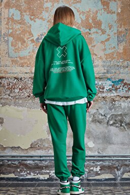 STBA Yeşil "Manifest" Oversize Unisex Hoodie Sweatshirt - Green-L221467300 (görsel 5)