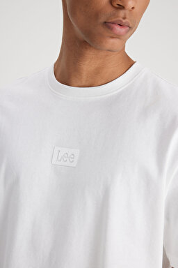 Loose Fit Rahat Kesim Bisiklet Yaka %100 Pamuk Kırık Beyaz Tişört - Off White-L222001102 (görsel 5)